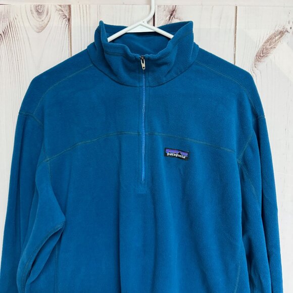 Patagonia Micro D® 1/4-Zip Pullover Men’s Large Blue Lightweight Fleece EUC - Picture 2 of 9